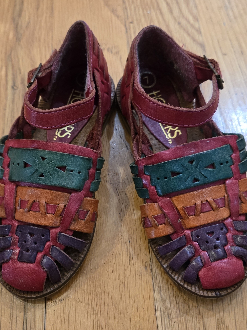 Multi-Color Leather Kids Sandals - Strappy Huarache Style